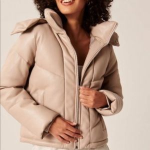 Abercrombie Vegan Leather Hooded Mini Puffer